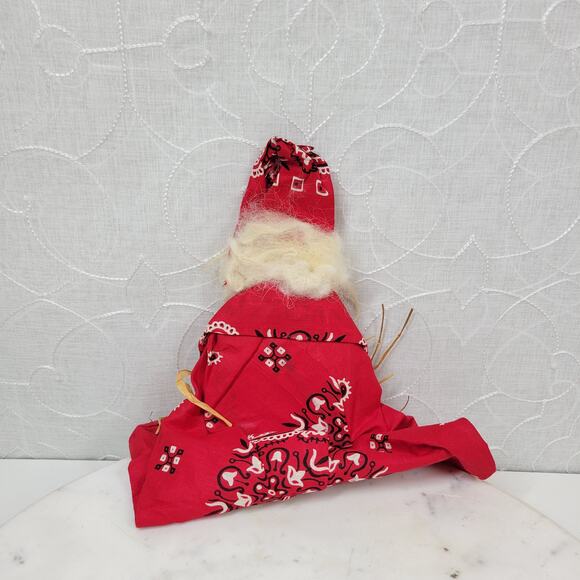 VINTAGE Bandana Santa  17" Tall Rustic Ornament Christmas Hand Made - Picture 6 of 13